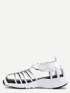 Shein White Faux Leather Caged Platform Sandals