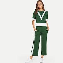 Shein Colorblock Top & Wide Leg Pants