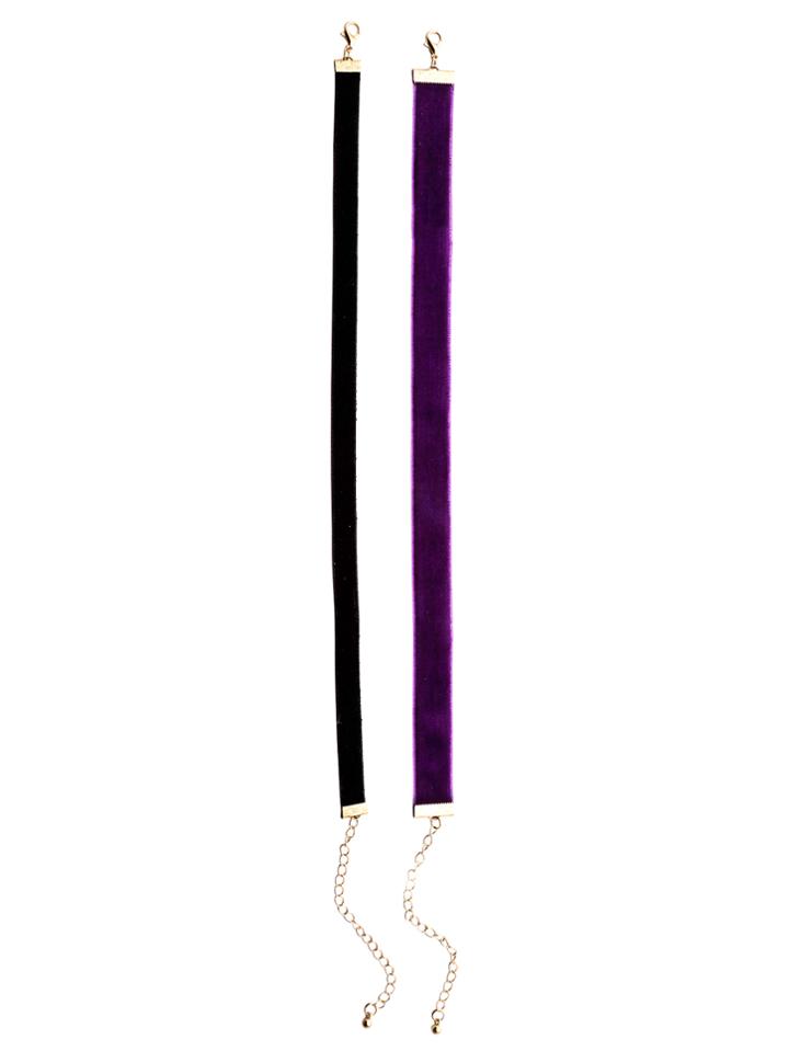 Shein Purple And Black Simple Choker Necklace Set