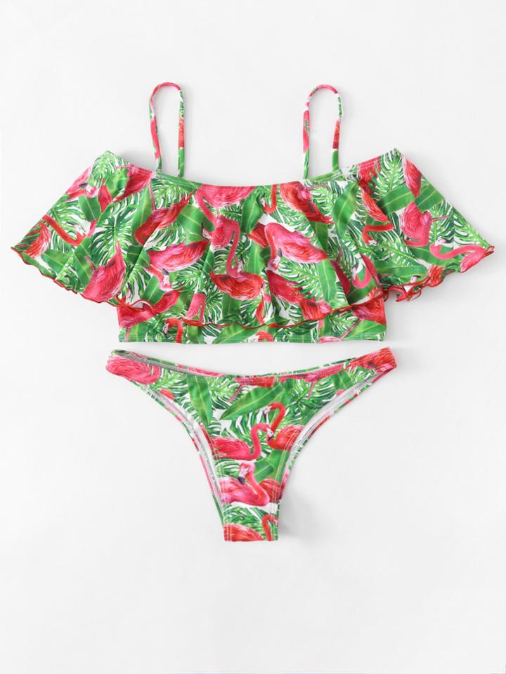 Shein Flamingo Print Bikini Set