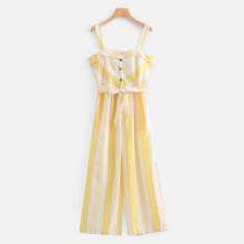 Shein Self Tie Striped Wide Leg Jumpsuit