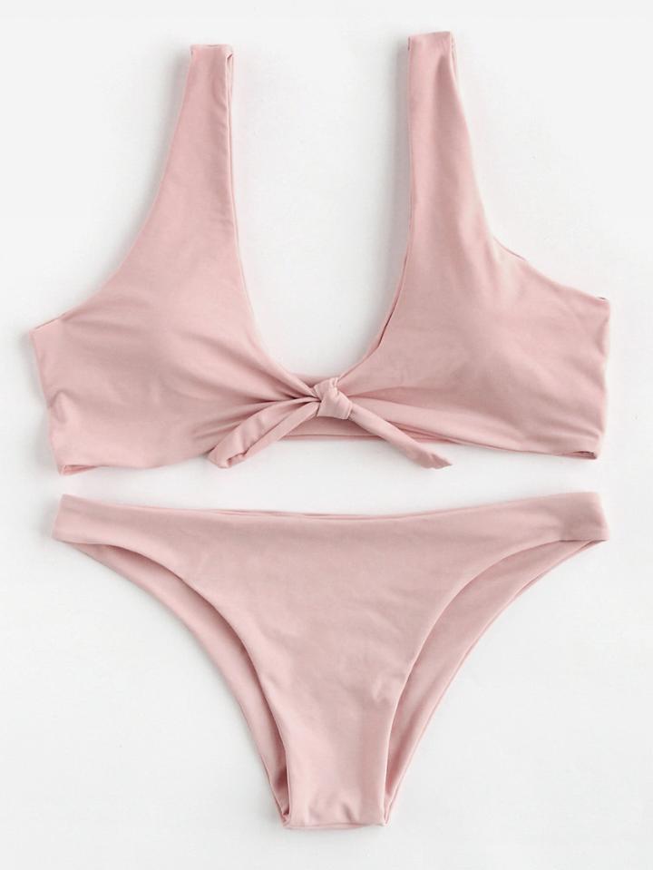 Shein Bow Tie Scoop Neck Bikini Set