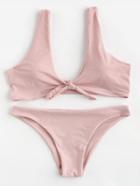 Shein Bow Tie Scoop Neck Bikini Set