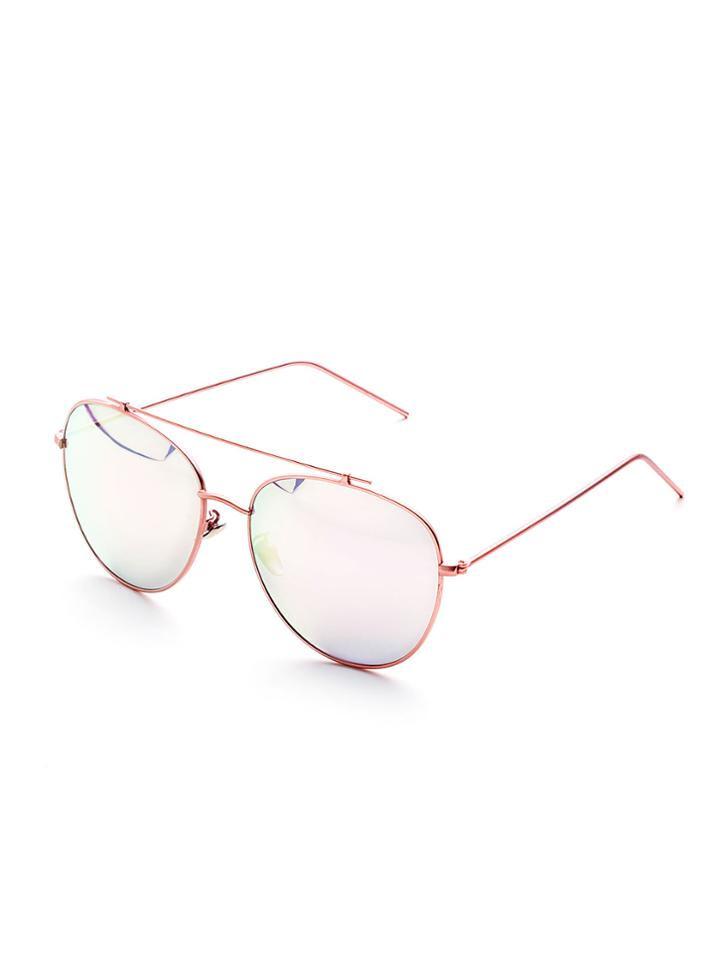Shein Pink Mirror Lens Double Bridge Sunglasses
