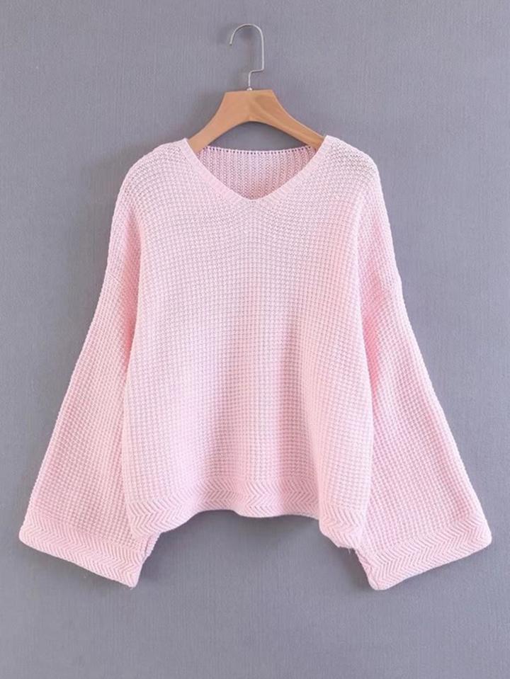 Shein Wide Sleeve V Neckline Knitwear