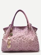 Shein Purple Ombre Shell Pendant Paisley Hollow Out Tote Bag