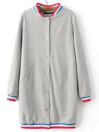Shein Grey Striped Trim Button Up Long Jacket