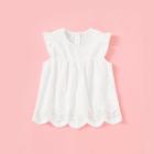 Shein Girls Eyelet Embroidered Ruffle Armhole Top