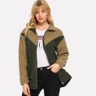 Shein Zip Up Pocket Front Teddy Coat