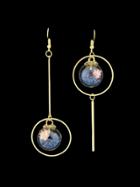 Shein Gray Round Shape With Flower Shape Pink Gray Purple Stone Earrings