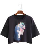 Shein Beauty Print Crop T-shirt