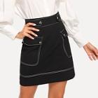 Shein Contrast Stitch Pocket Side Skirt