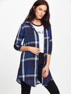 Shein Curved Hem Longline Plaid Shirt