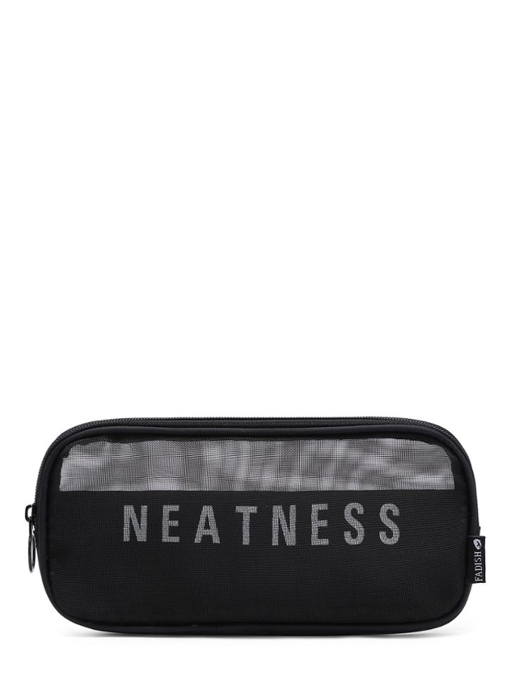 Shein Slogan Print Mesh Cosmetic Pouch