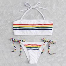 Shein Striped Tie Side Bikini Set