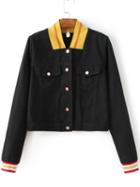 Shein Black Contrast Trim Cross Back Jacket