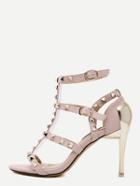 Shein Pink Open Toe Studded Slingbacks Sandals