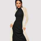 Shein Mock-neck Mesh Insert Two Tone Dress