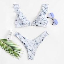 Shein Ruffle Random Pattern Bikini Set