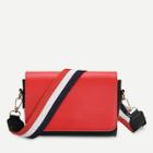 Shein Two Tone Flap Shoulder Bag With Striped Strap
