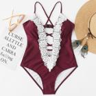 Shein Crochet Lace Criss Cross Swimsuit