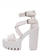 Shein White Peep Toe Cutout Platform Chunky Pumps