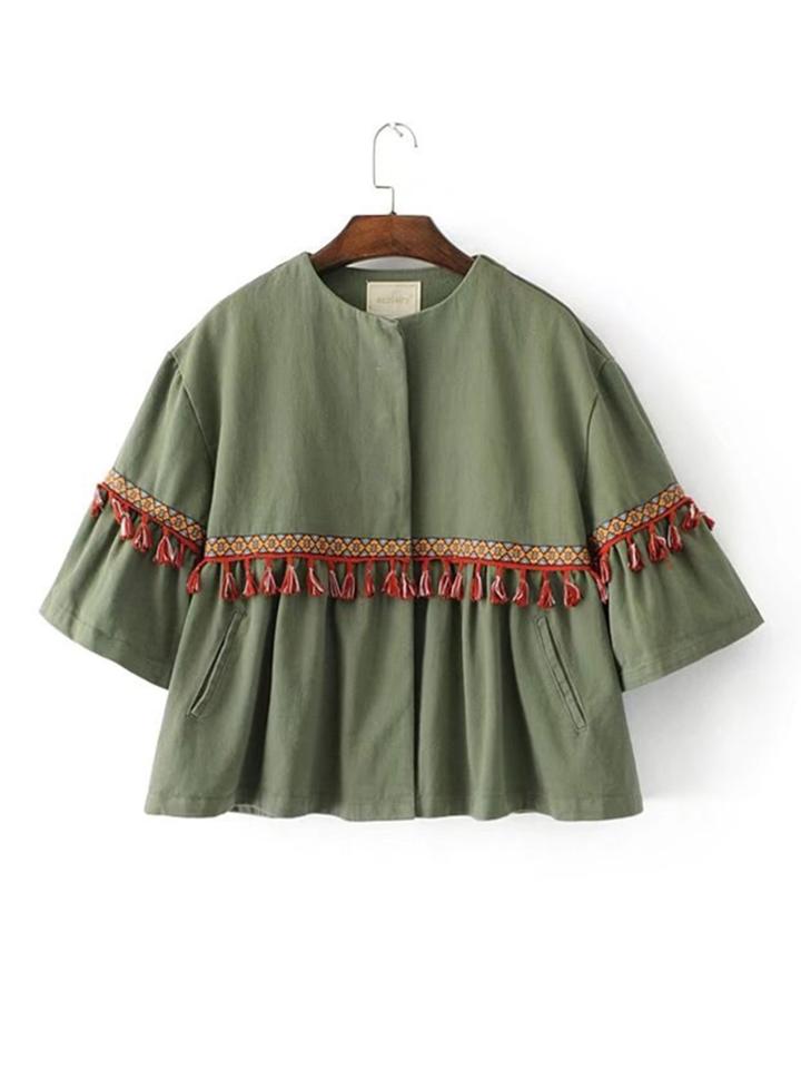 Shein Tassel Detail Crop Jacket