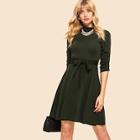 Shein 70s Mock Neck Ruched Sleeve Dress