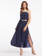 Shein Vertical Striped Cami Top With Split Wide Leg Pants