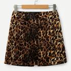 Shein Zipper Front Leopard Skirt