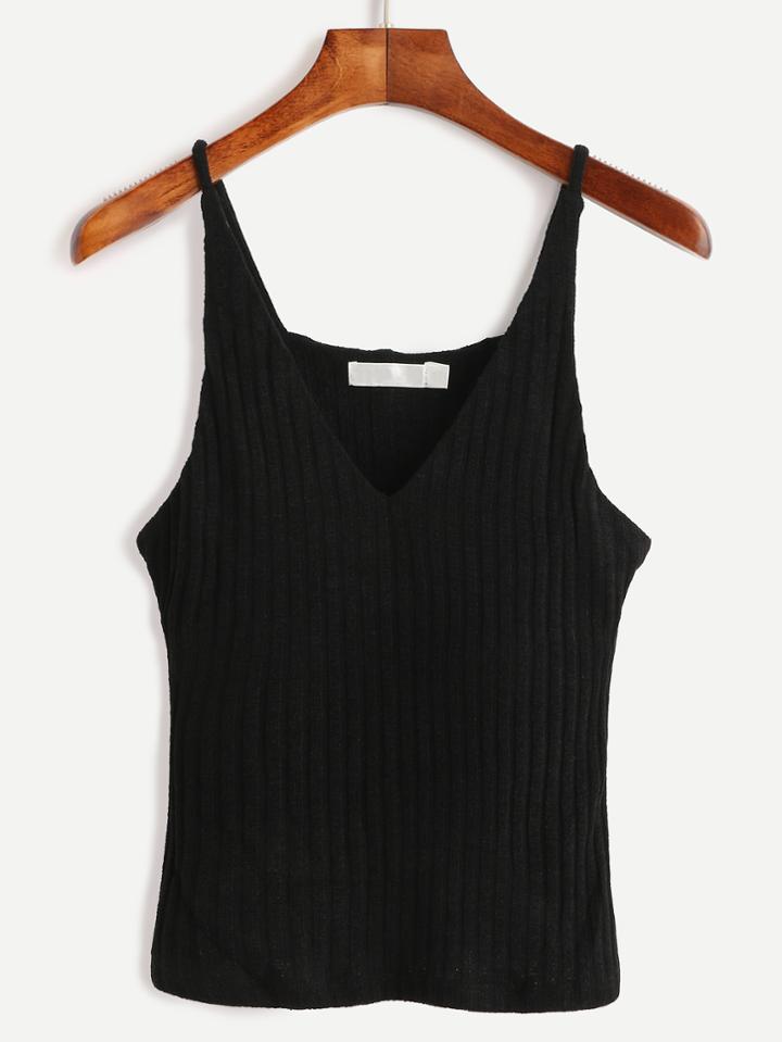 Shein Black Ribbed Knit Cami Top