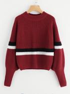 Shein Wide Cuff Puff Sleeve Striped Sweater