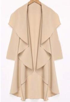 Shein Apricot Lapel Long Sleeve Asymmetrical Trench Coat