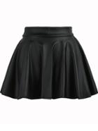 Shein Elastic Waist Flare Pu Leather Skirt