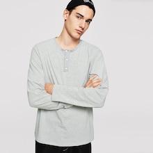 Shein Men Button Front Solid Tee