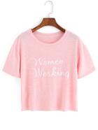 Shein Letters Print Pink T-shirt