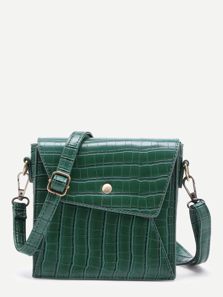 Shein Studded Detail Crocodile Print Shoulder Bag