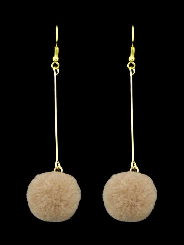 Shein Khaki Long Chain With Ball Dangle Earrings For Women