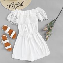 Shein Off Shoulder Guipure Lace Panel Jumpsuit