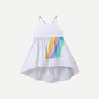 Shein Girls Rainbow Stripe Dip Hem Dress
