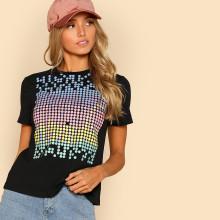 Shein Circle Print Front Tee