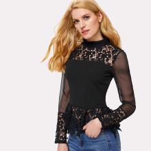 Shein Zip Back Floral Lace Top