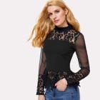 Shein Zip Back Floral Lace Top