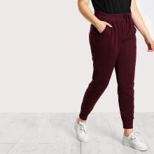 Shein Plus Pocket Side Solid Peg Sweatpants