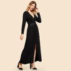 Shein Buttoned Belted Waist Wrap Dress