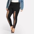 Shein Plus Lace Up Solid Pants