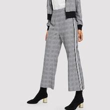 Shein Elastic Waist Side Striped Plaid Pants