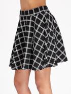 Shein Elastic Waist Grid Swing Skirt