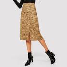 Shein Button Side Zebra Print Skirt