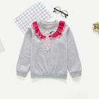 Shein Toddler Girls Frill Trim Embroidery Detail Sweatshirt